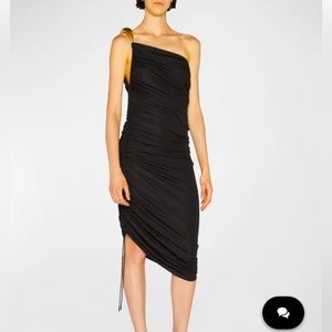 Bottega Veneta
One-Shoulder Asymmetric Midi Dress with Gold-Tone Detail